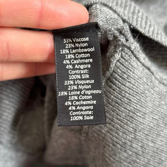 Elizabeth and James Gray Wool Angora Cashmere Silk Blend Cardigan Medium - Picture 8 of 9